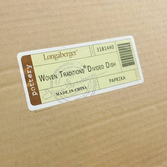 Longaberger 181440 Paprika Pottery Woven Traditions Rectangle Divided Dish - Picture 9 of 13